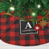 Monogram met rode of zwarte buffelplaat kerstboom rok