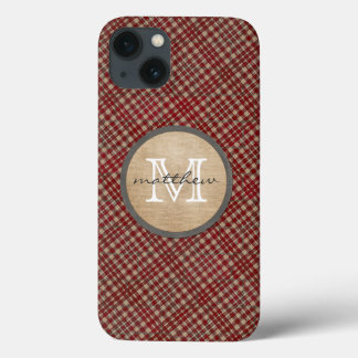 Monogram met rode speldenachtergrond Case-Mate iPhone case
