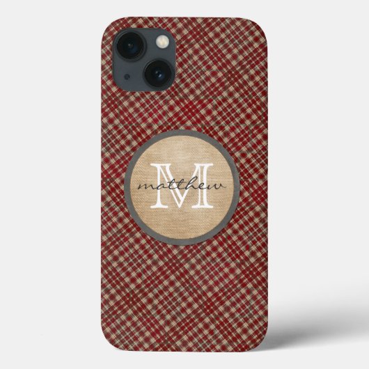 Monogram met rode speldenachtergrond Case-Mate iPhone case (Achterkant)