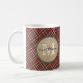 Monogram met rode speldenachtergrond koffiemok (Links)