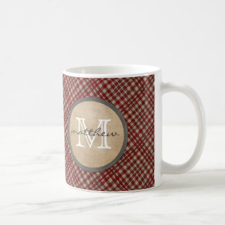 Monogram met rode speldenachtergrond koffiemok
