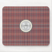 Monogram met rode speldenachtergrond muismat (Voorkant)