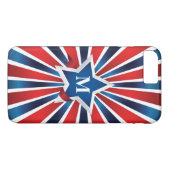 Monogram met rode, witte en blauwe strepen Case-Mate iPhone case (Achterkant (Horizontaal))