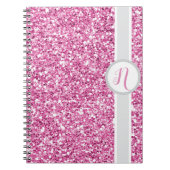 Monogram met roze glitters notitieboek (Voorkant)
