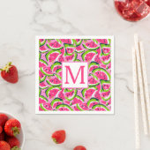 Monogram met roze watermeloenfruitsneden patroon servet (Insitu)