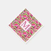 Monogram met roze watermeloenfruitsnedenpatroon servet (Hoek)