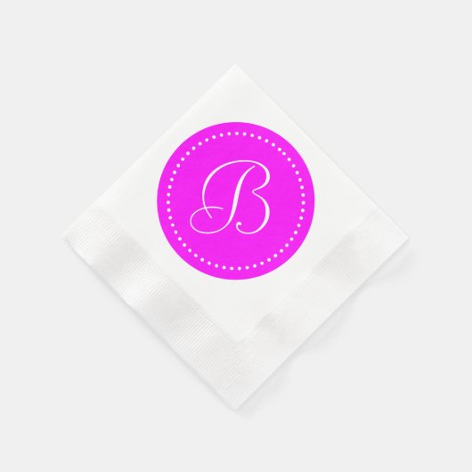Monogram met roze/witte stip servet (Hoek)