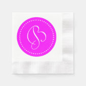Monogram met roze/witte stip servet (Voorkant)