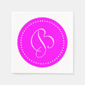 Monogram met roze/witte stip servetten (Voorkant)