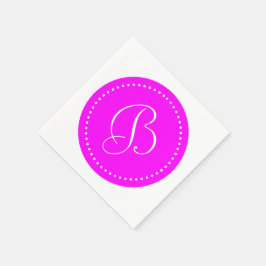 Monogram met roze/witte stip servetten