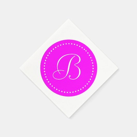 Monogram met roze/witte stip servetten (Hoek)