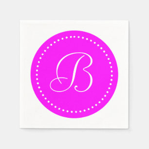Monogram met roze/witte stip servetten
