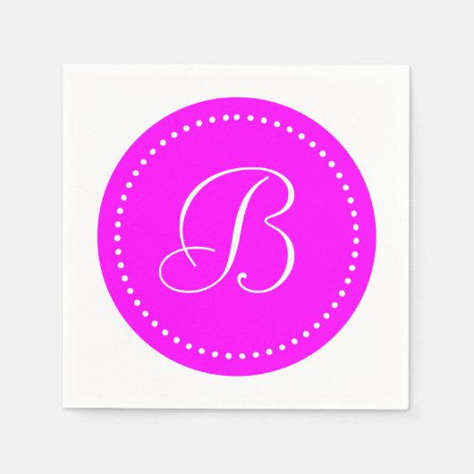 Monogram met roze/witte stip servetten (Voorkant)