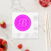 Monogram met roze/witte stip servetten (Insitu)
