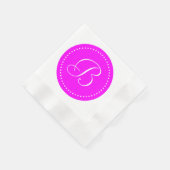 Monogram met roze/witte stip servetten (Hoek)