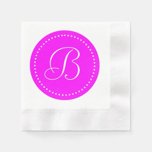 Monogram met roze/witte stip servetten (Voorkant)