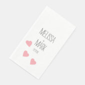 Monogram met Roze Zwevende Hartjes Servet (Hoek)