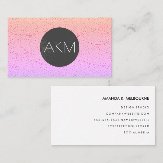 Monogram met stijlvol patroon visitekaartje (Voorkant / Achterkant)