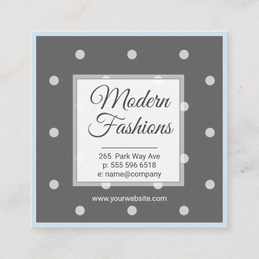 Monogram met stippen vierkante visitekaartje (Achterkant)