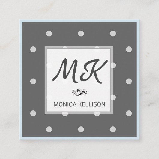 Monogram met stippen vierkante visitekaartje (Voorkant)
