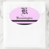 "Monogram met strepen in trouwlettertype" Ovale Sticker (Tas)