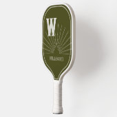 Monogram met Sunburst & naam Olijfgroen Pickleball Paddle (Links)