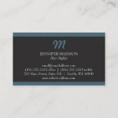 Monogram met textuur (blauw) visitekaartje (Achterkant)