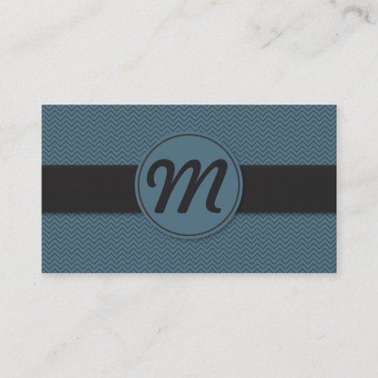 Monogram met textuur (blauw) visitekaartje (Voorkant)