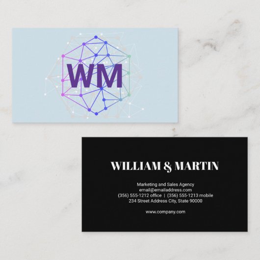 Monogram met twee Initialen | geometrische Abstrac Visitekaartje (Voorkant / Achterkant)