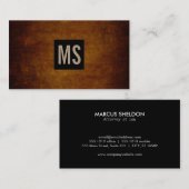 Monogram met twee letters / zwarte doos / rustieke visitekaartje (Voorkant / Achterkant)