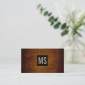 Monogram met twee letters / zwarte doos / rustieke visitekaartje (Staand voorkant)