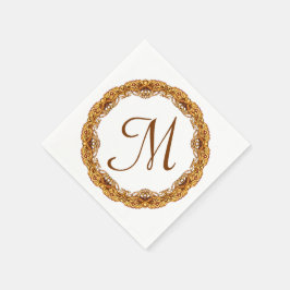 Monogram met tweedelig gouden lijst servetten