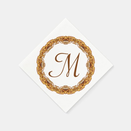 Monogram met tweedelig gouden lijst servetten (Hoek)