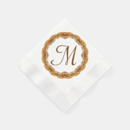 Monogram met tweedelig gouden lijst servetten