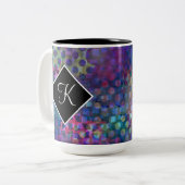 Monogram met veelkleurige Abstracte digitale kunst Tweekleurige Koffiemok (Voorkant links)