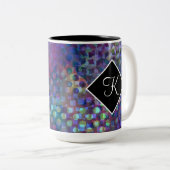 Monogram met veelkleurige Abstracte digitale kunst Tweekleurige Koffiemok (Voorkant rechts)