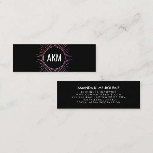 Monogram met verlichtingselementen mini visitekaartje (Voorkant / Achterkant)