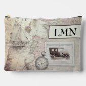 Monogram met vintage reisthema etui (Voorkant)