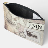 Monogram met vintage reisthema etui (Open)