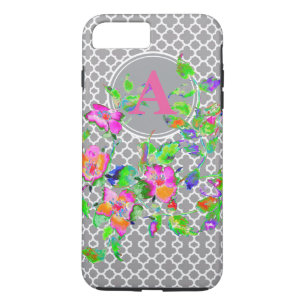 Monogram met vintage roze roos Case-Mate iPhone case
