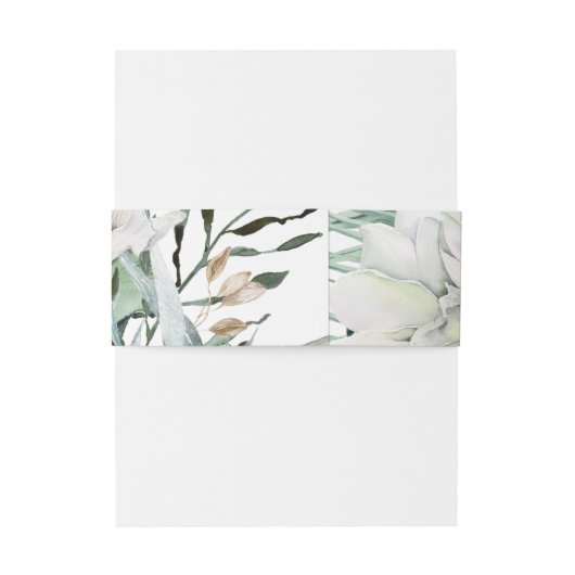 Monogram met White Floral Wedding Uitnodigingen Wikkel (Achterkant Voorbeeld)