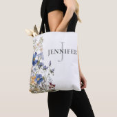 Monogram met wilde bloemen uit de rustieke weide tote bag (Dichtbij)