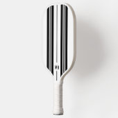 Monogram met witte en zwarte strepen pickleball paddle (Links)