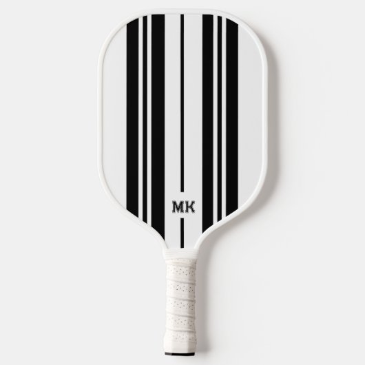 Monogram met witte en zwarte strepen pickleball paddle (Achterkant)