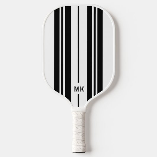 Monogram met witte en zwarte strepen pickleball paddle (Voorkant)