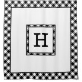 Monogram met zwart-witte buffel Check Border Douchegordijn (Voorkant)
