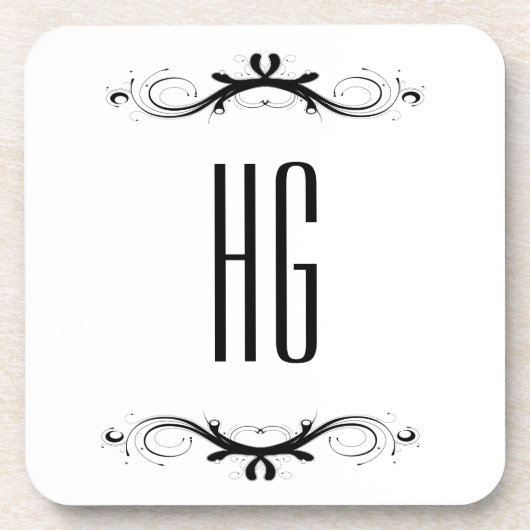Monogram met zwarte accessoires bier onderzetter (Voorkant)