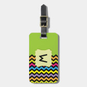 Monogram met zwarte Chevrons en heldere kleuren Bagagelabel (Voorkant verticaal)