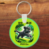 Monogram met zwarte en groene Panther Cub | Sleutelhanger (Voorkant)