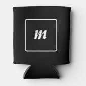 Monogram met zwarte en witte streep blikjeskoeler (Voorkant)